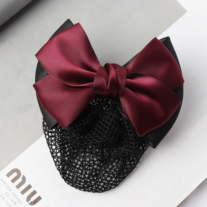 Professional Headdress Flower Bow Net Pocket Worker Work Plate Hair Clip Ornament