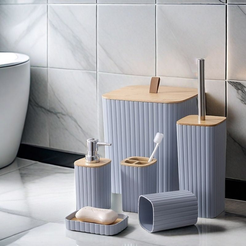 Bathroom Toiletries Six-piece Toilet Brush Toothbrush Cup Soap Box Suit - EL CHEG