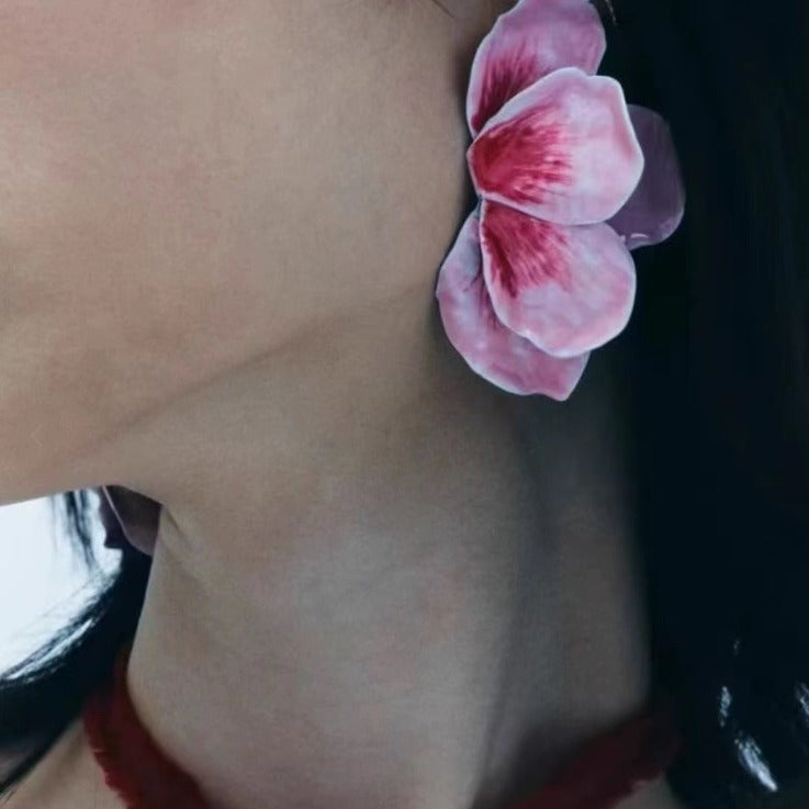 Pastoral Style Alloy Oil-spot Glaze Flowers Earrings