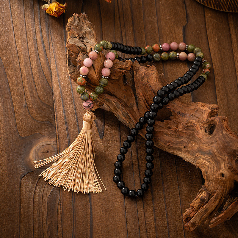 Vintage Tassel Bohemian Style Natural Stone Beaded Long Sweater Chain