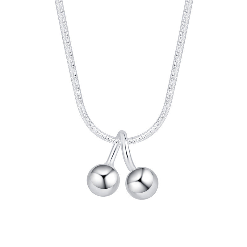 Silver Cherry Necklace Female High Sense Niche