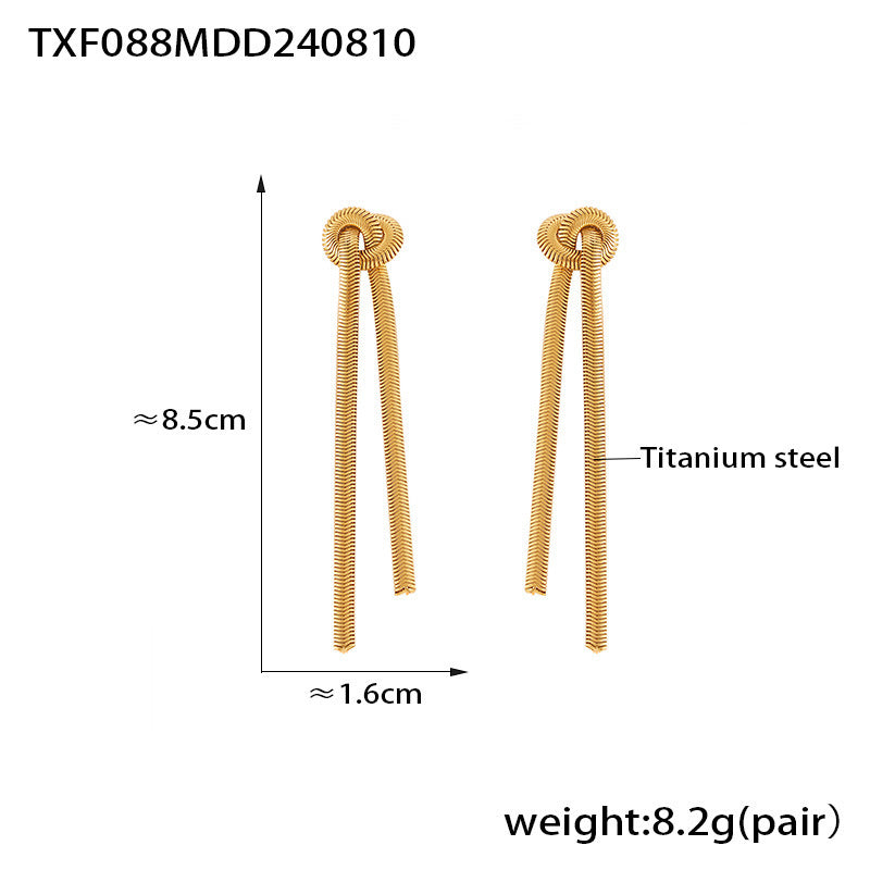 Gold Knotted Tassel Snake Chain Long Necklace