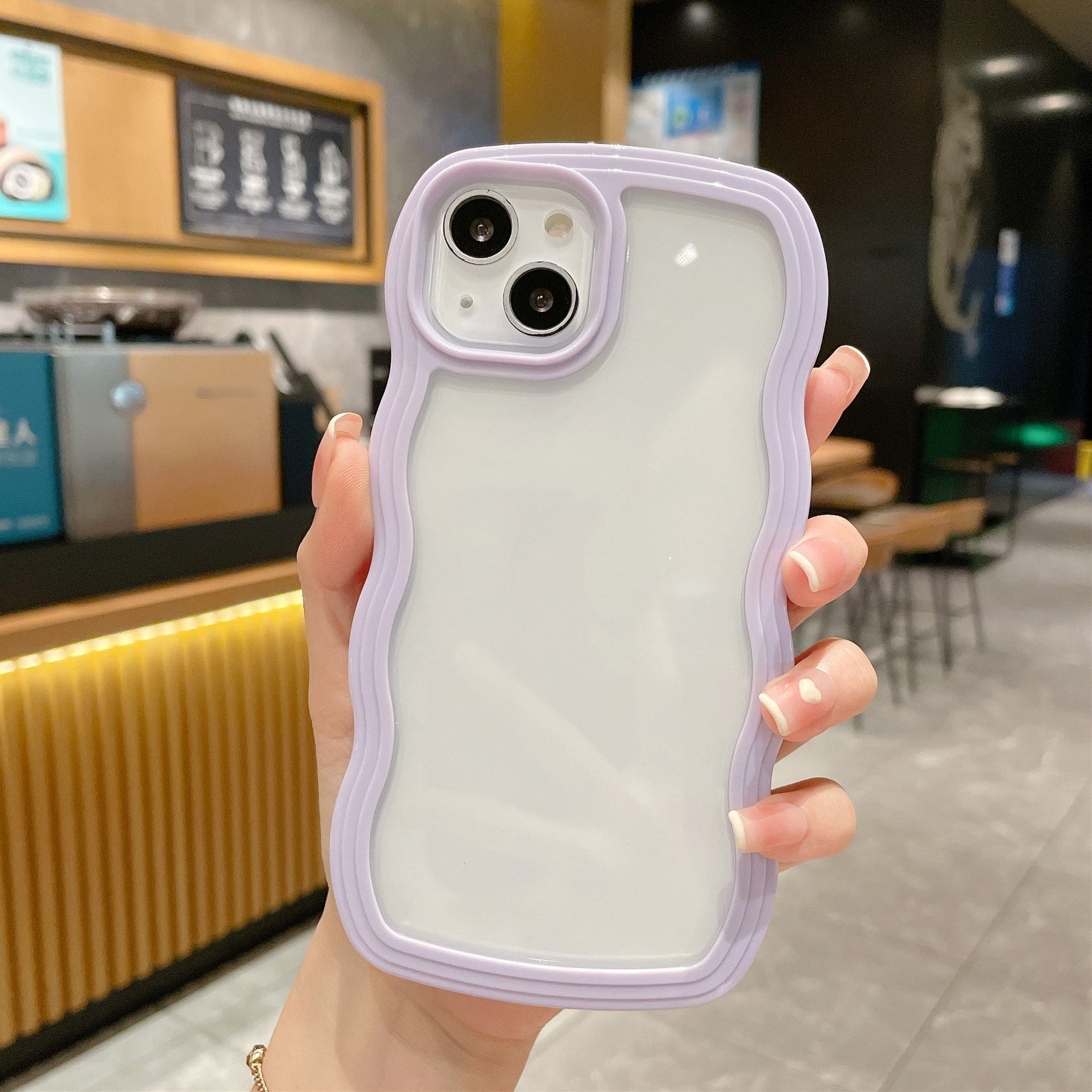 Wave Border Solid Color Phone Case Cover