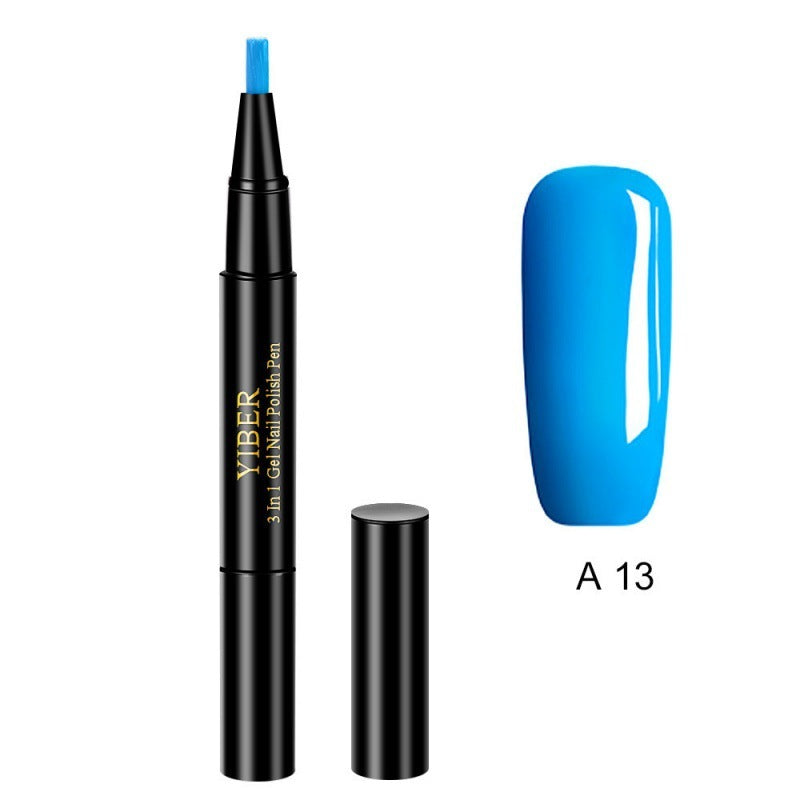 5pcs Nail Polish Pen 3 In 1 One Step Glue Pen Multicolor - EL CHEG