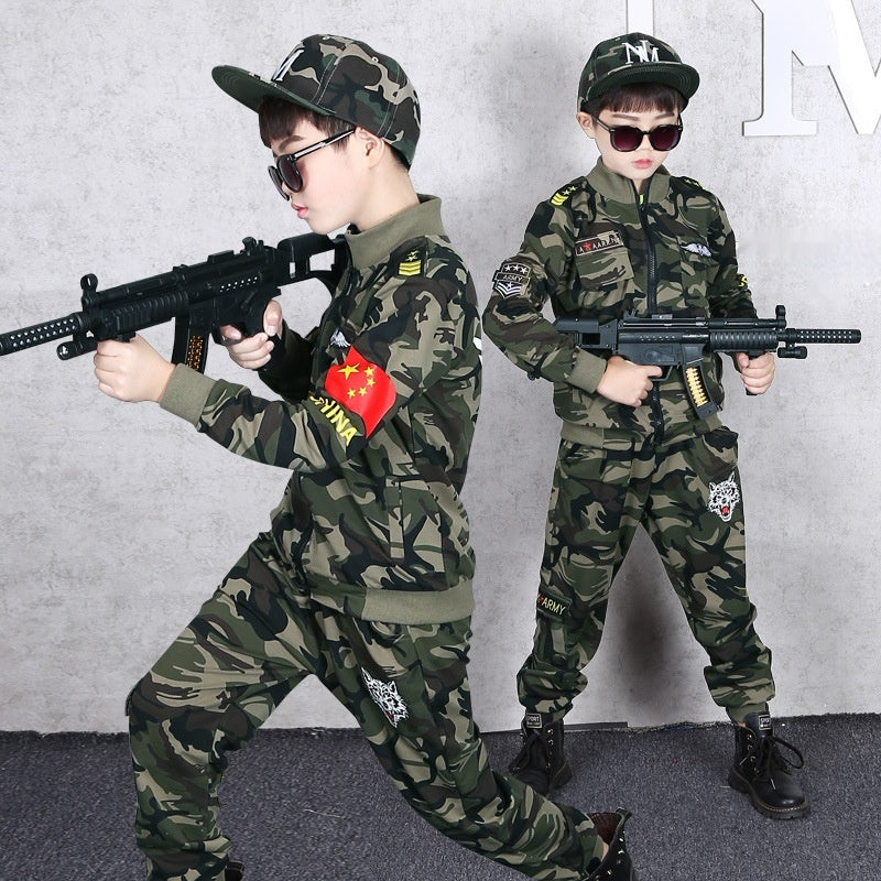 New Autumn Children Camouflage Medium And Big Children Handsome Two-piece Suit