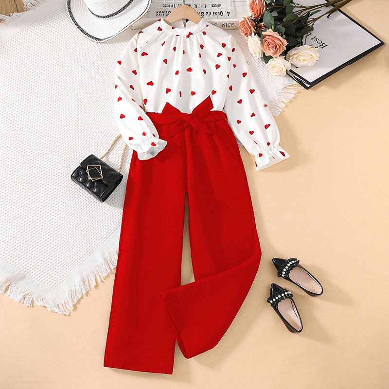 Spring Girls' Long Sleeve Blouse And Pants