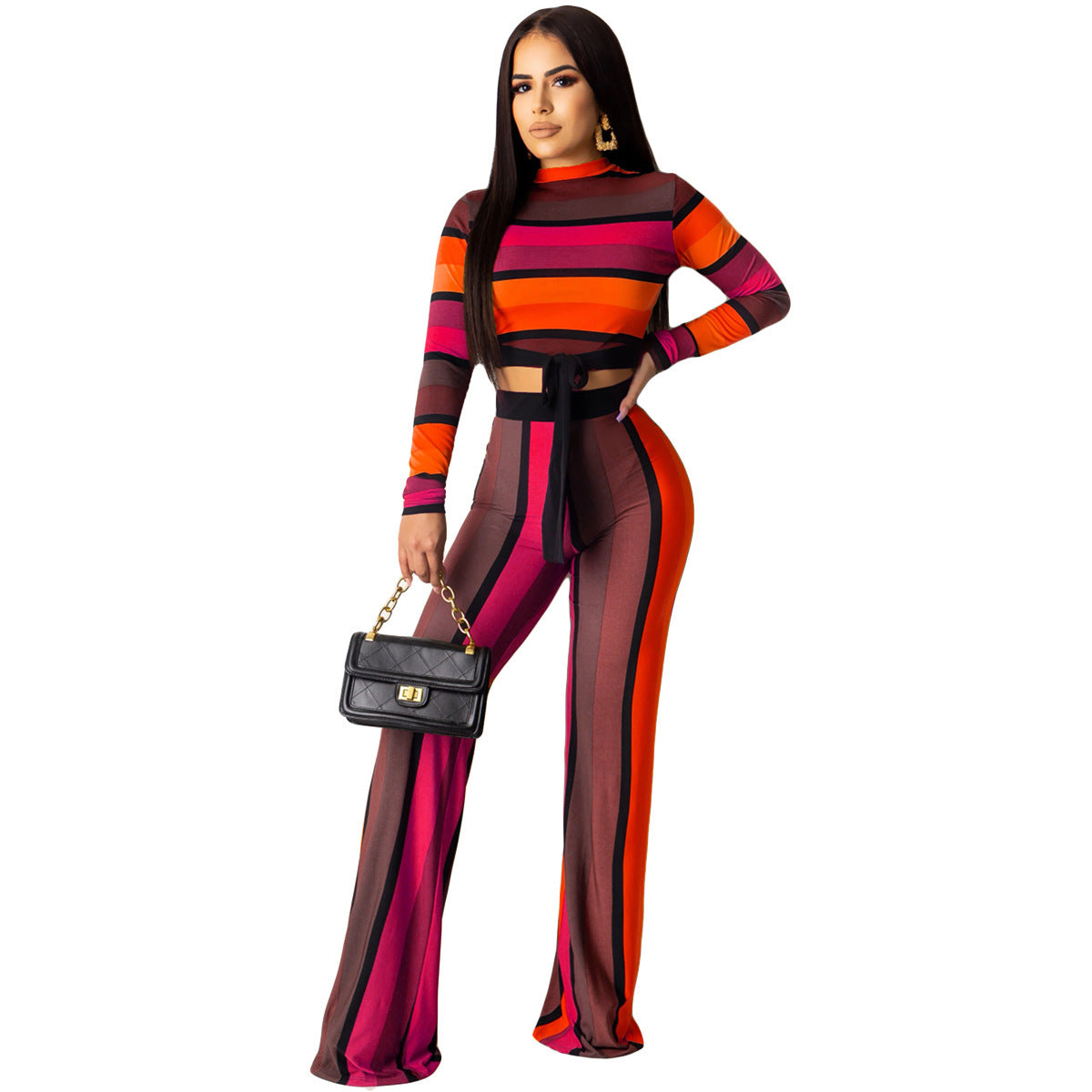 Striped print autumn suit