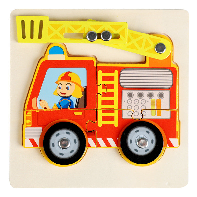 Children Early Childhood Education Develop Wooden Traffic Puzzle Toys.