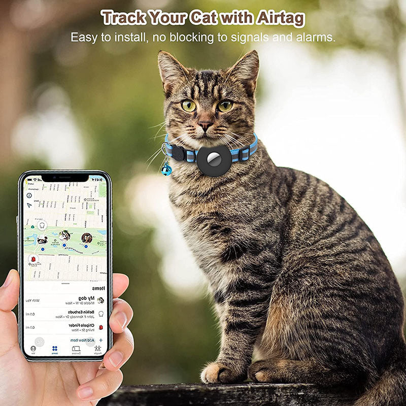 Airtag Pet Collar With Bell Reflective Adjustable Anti-lost Cat Dog Collar - EL CHEG