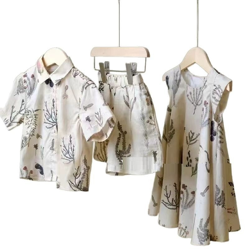 Sister-brother Clothes Dress Western Style Temperament Short Sleeve Shirt