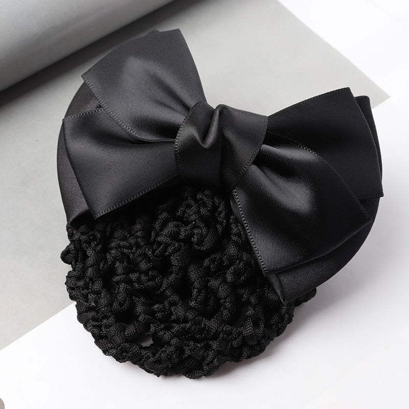 Professional Headdress Flower Bow Net Pocket Worker Work Plate Hair Clip Ornament