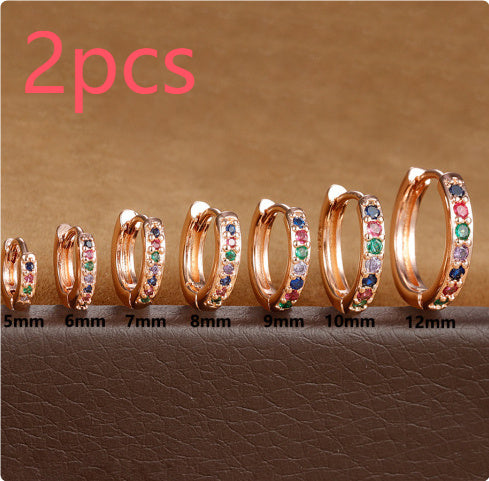 Trendy Circle Zircon Perforated Stud Earrings