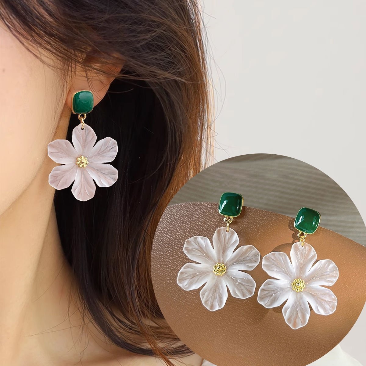 Sterling Silver Needle Flowers Sweet Earrings New