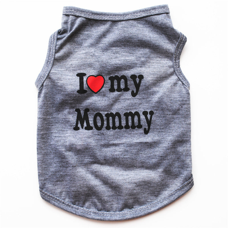 Pet Puppy Clothes Vest Classic Look Love Dad Love Mom