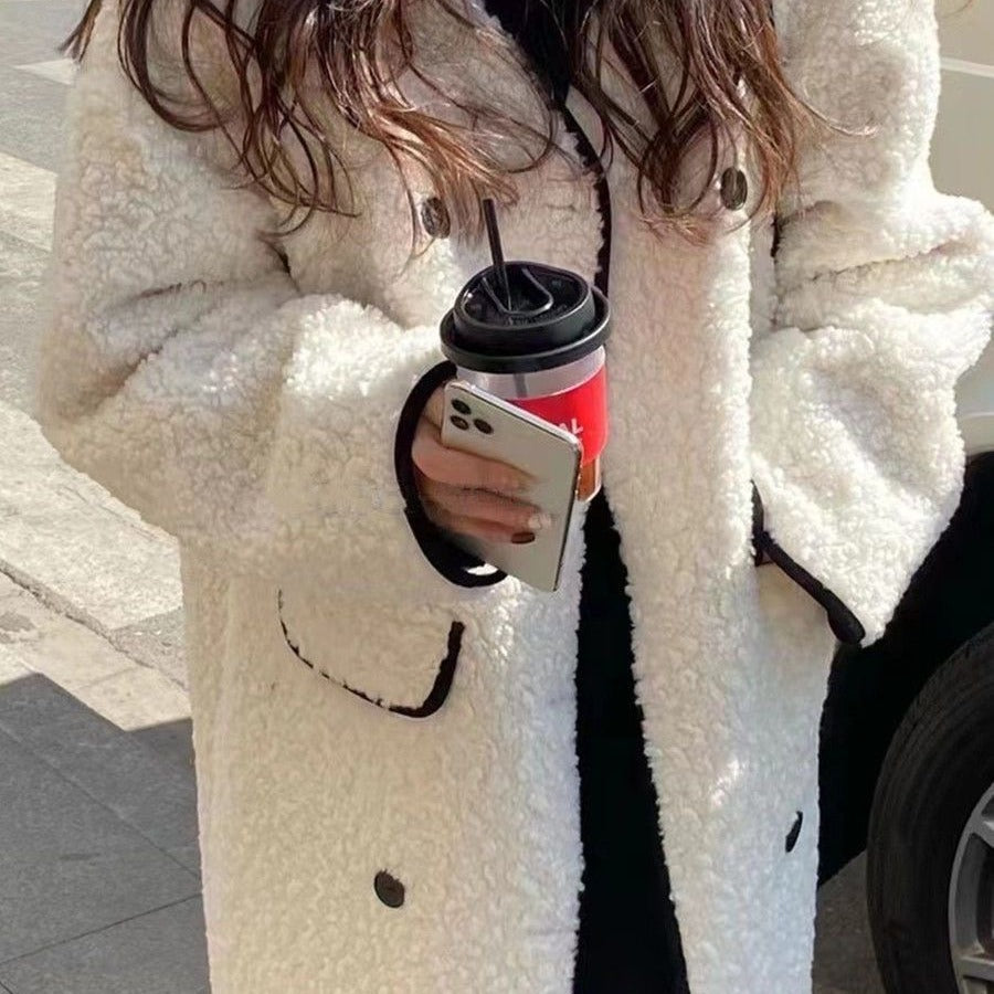Women's Autumn And Winter New Mid-length Lamb Wool Coat