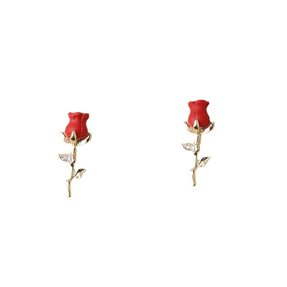 Fashion Three-dimensional Rose Earrings Personalized Flower Earrings