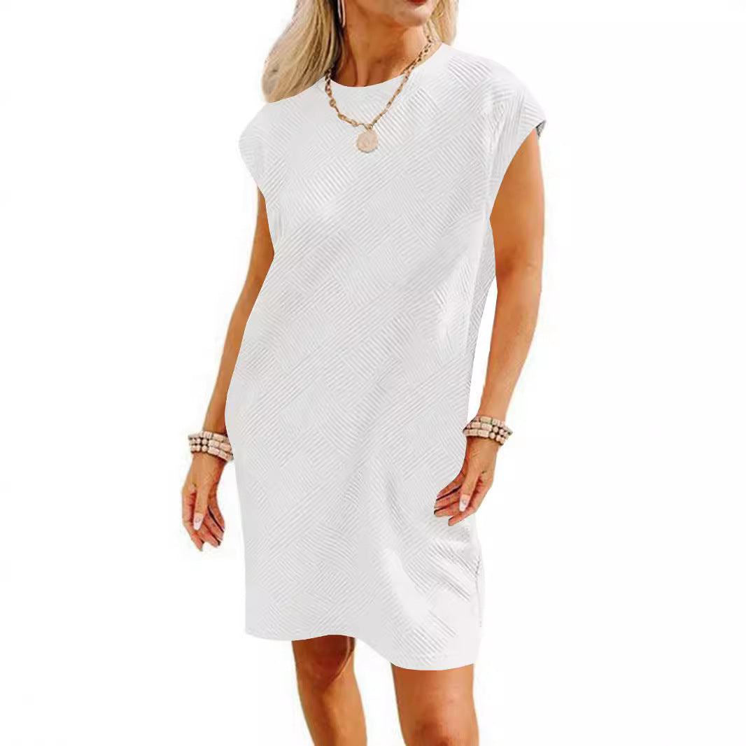 Pocket Texture Fabric Casual Dress Women