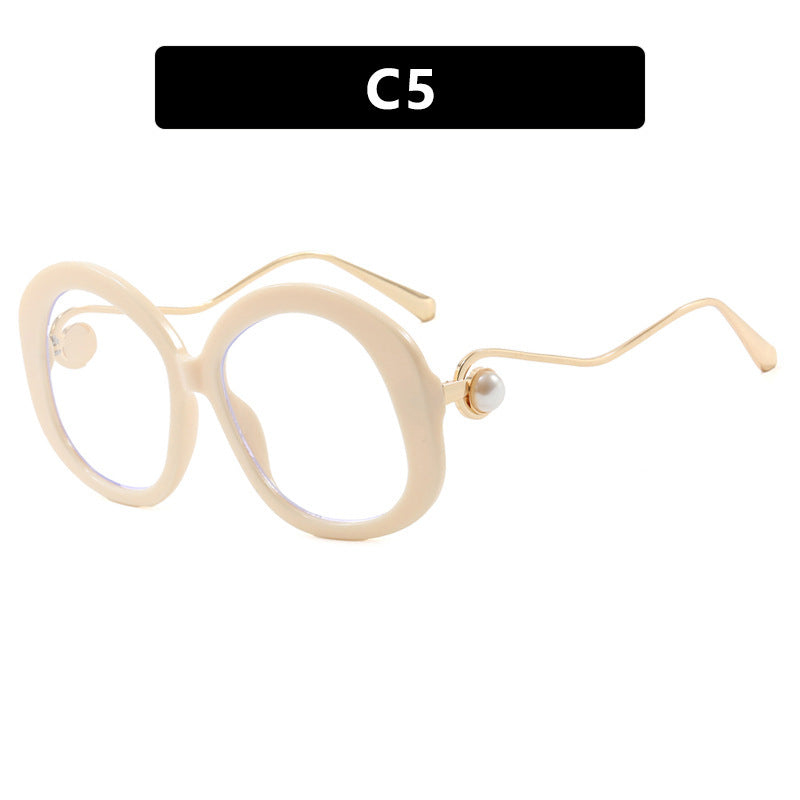 Plain Personality Vintage Pearl Anti-blue Light Glasses
