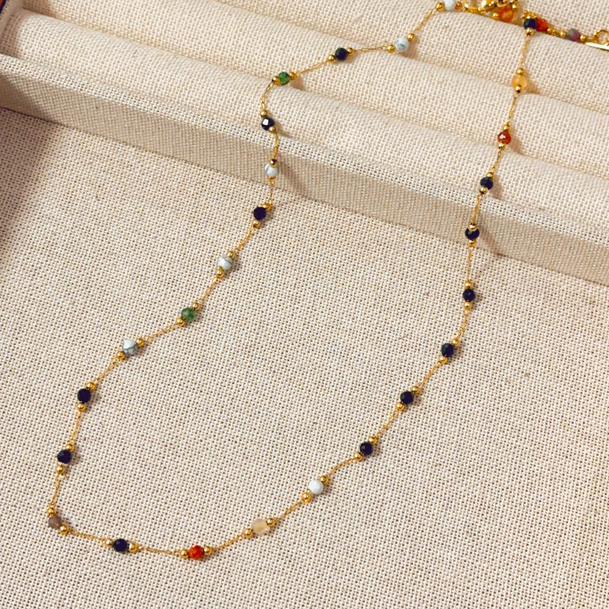 Women's Titanium Steel Retro Simple Natural Stone Necklace