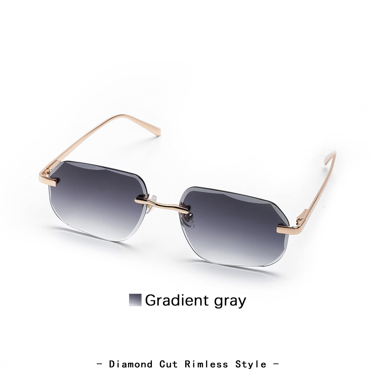 Metal Frameless Diamond Cut Spring Hinge Sunglasses