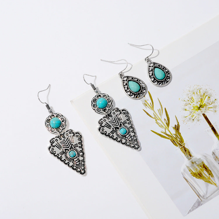 Retro Old Triangle Water Drop Holiday Travel Photo Earrings