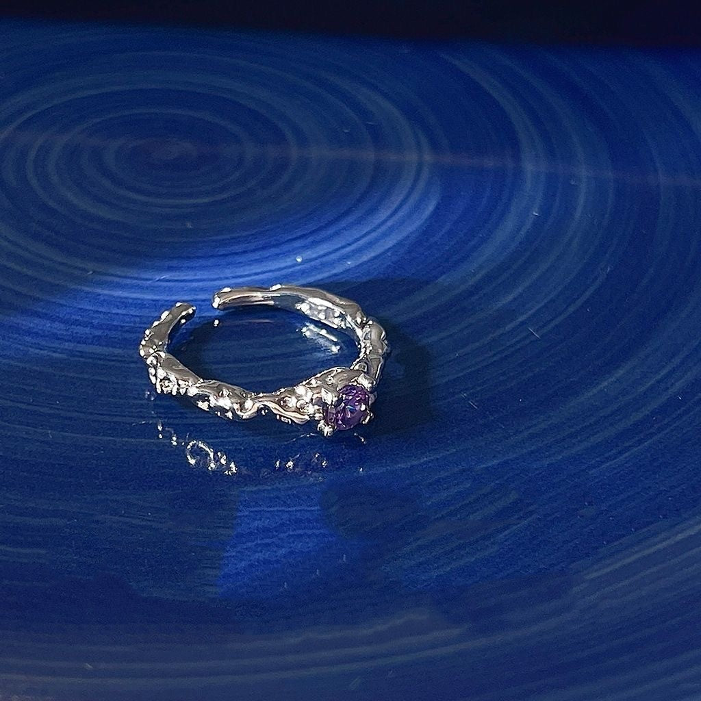 Lava Purple Diamond Light Luxury Ring Female High Sense