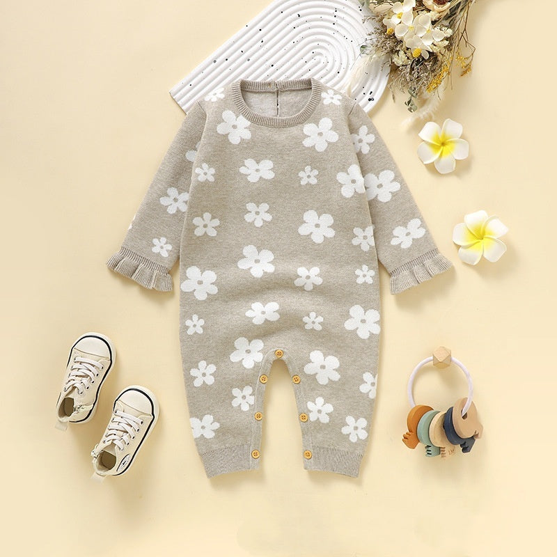 Baby Little Flower Knitted One-piece Rompers Jumpsuit