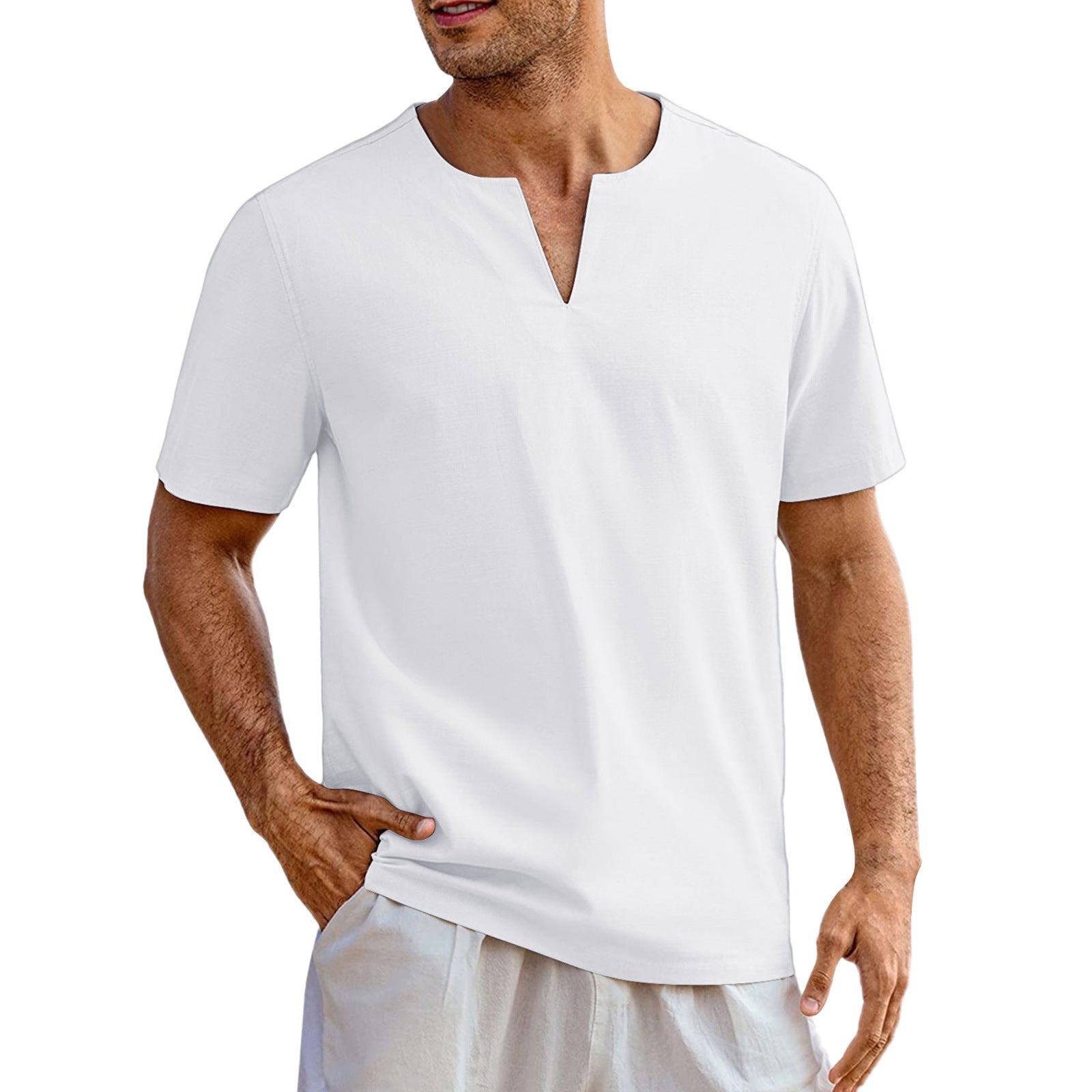 Men's Solid Color Short Sleeve Youth Popularity Casual