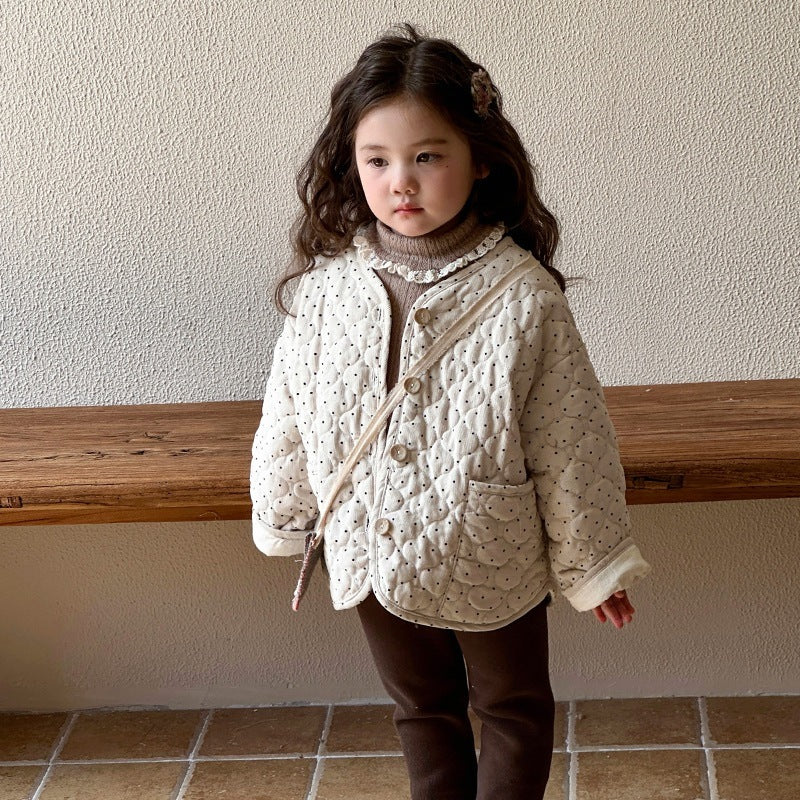 Korean Style Thickened Warm Coat Baby Girl Winter Cotton-padded Coat