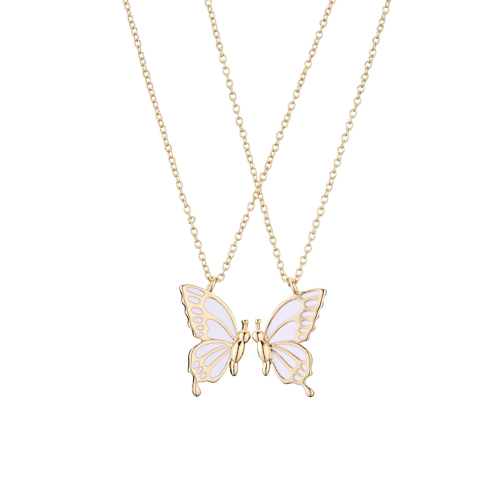 Women's Double Butterfly Drip Oil Pendant Necklace