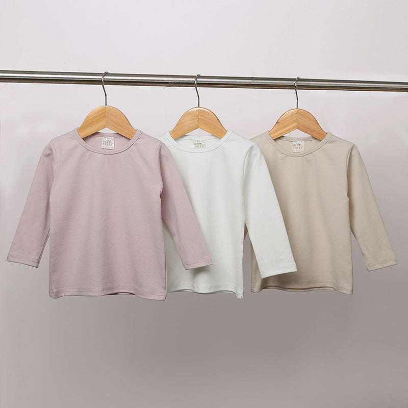 Medium And Large Children's Long Sleeve Bottoming Shirt Children's Round Neck T-shirt