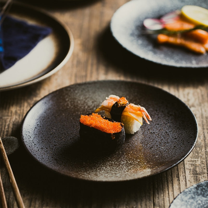 Retro Ceramic Shallow Plate Creative Color Glaze Plate Dish