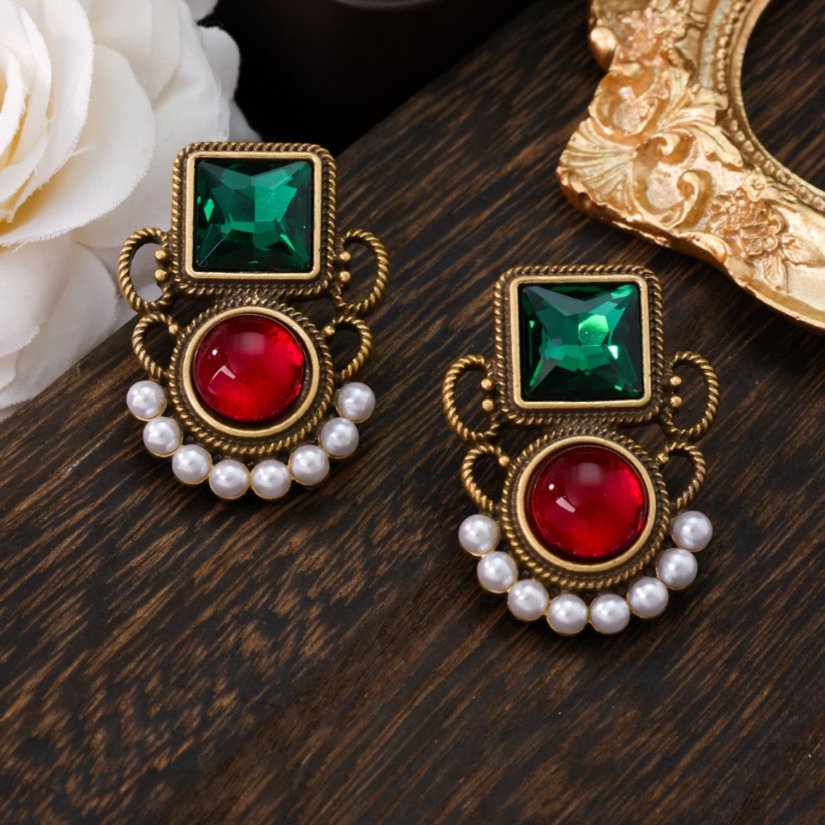 Colorful Jelly Vintage Graceful Colored Glaze Flower Earrings