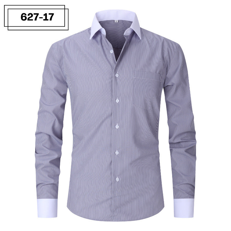 Plus Size Men's Casual American-style Long-sleeved Striped Shirt