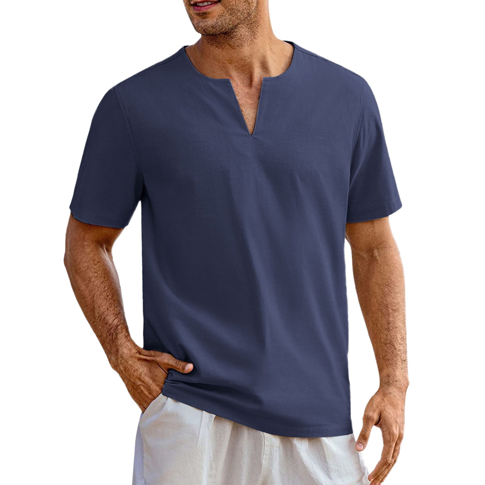 Men's Solid Color Short Sleeve Youth Popularity Casual