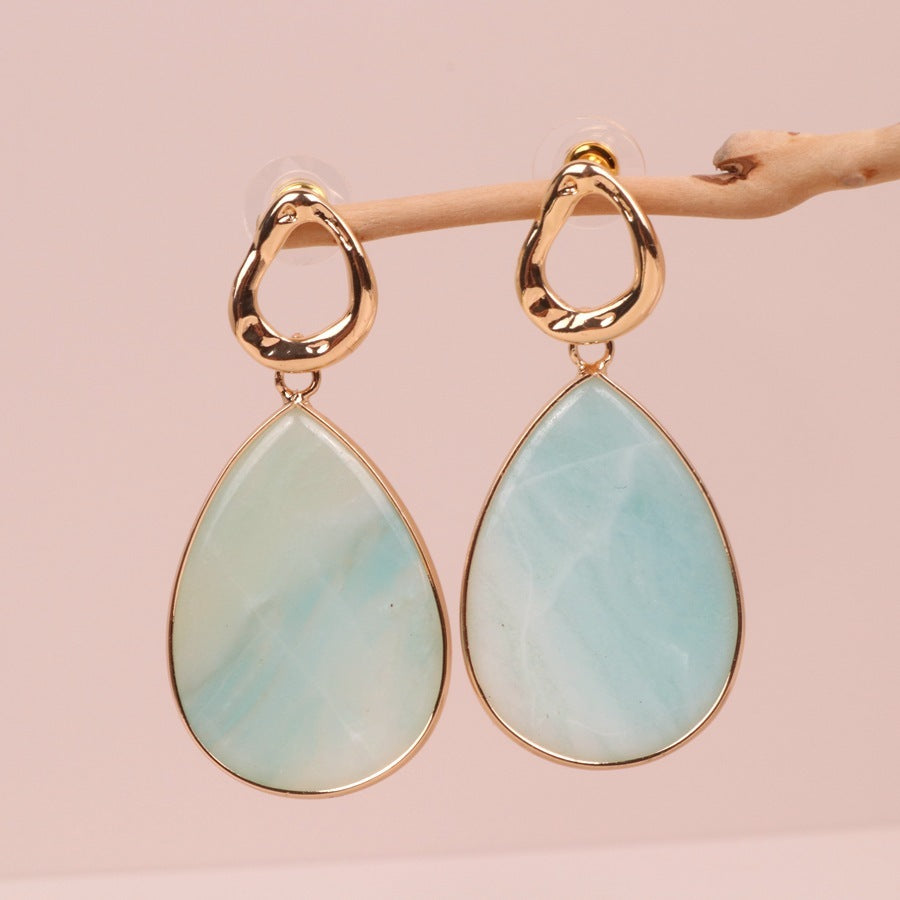 Geometric Female Amazonite Water Drop Earrings