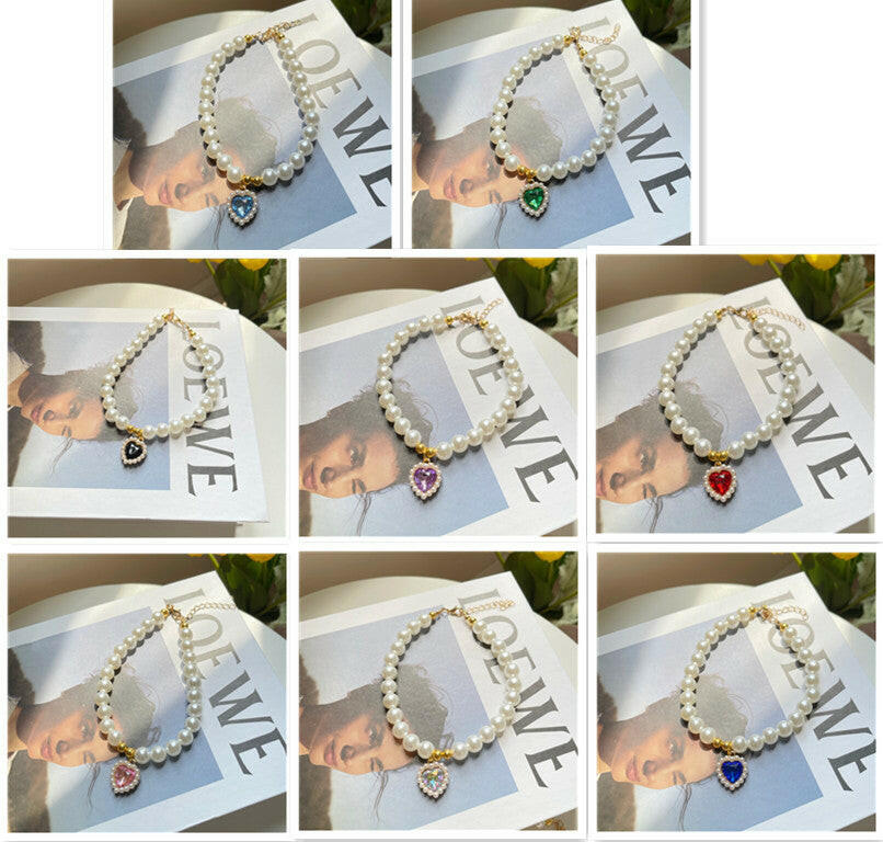 Pet Jewelry Cat Dog Necklace Retro Love Crystal Pendant Necklace Pet Products - EL CHEG