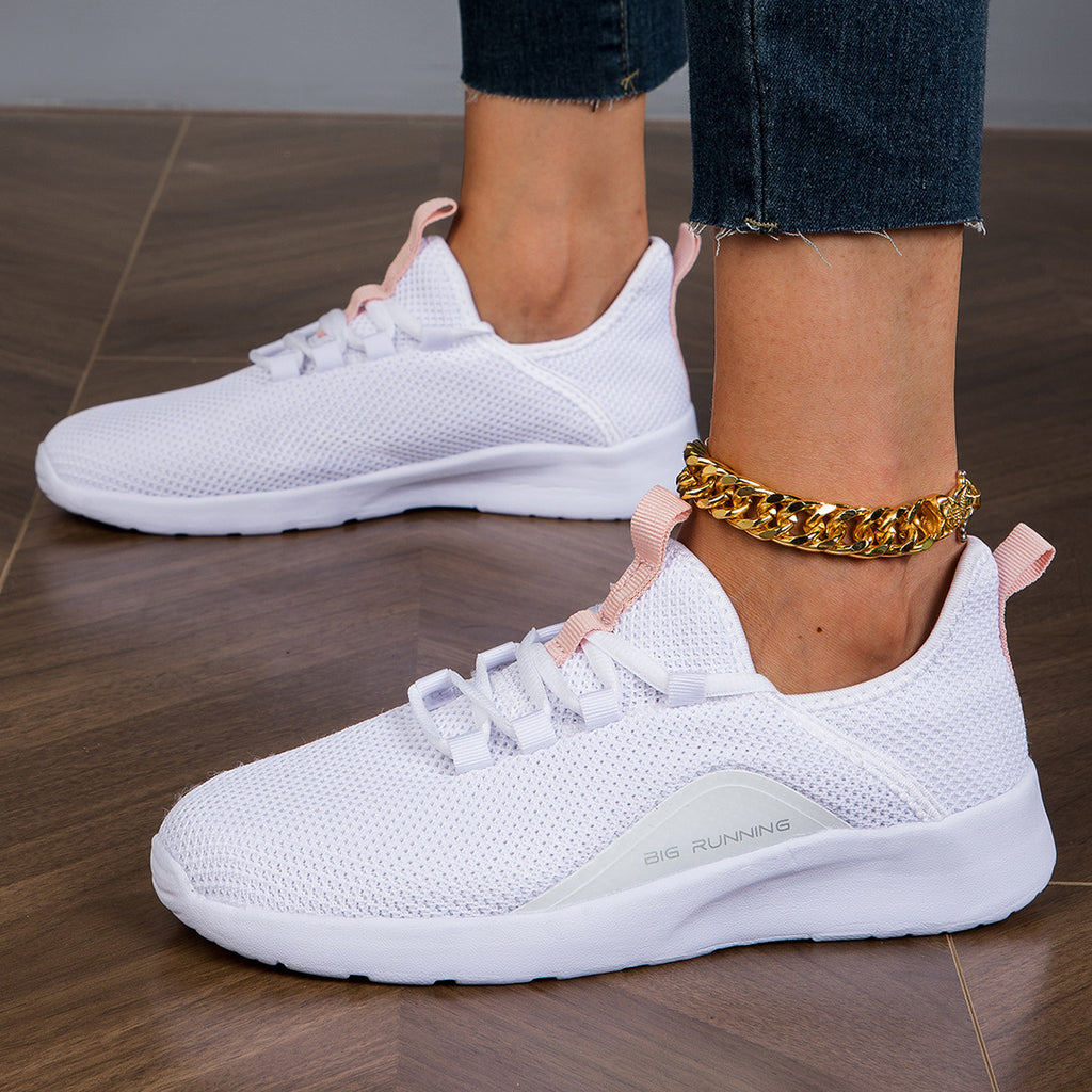 Spring New Women's Flying Woven Breathable Sports Fitness Light Casual Shoes