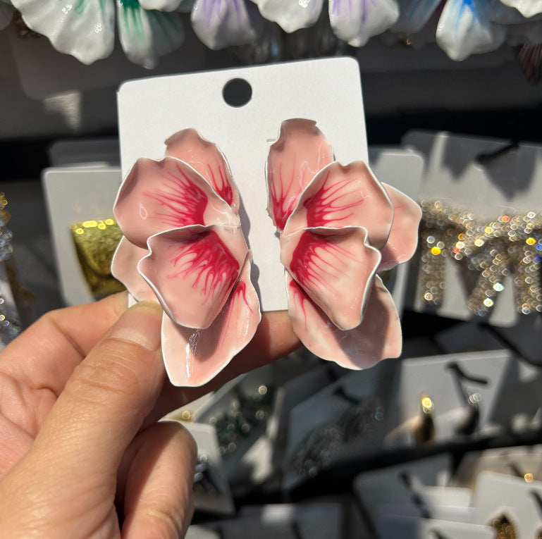 Pastoral Style Alloy Oil-spot Glaze Flowers Earrings