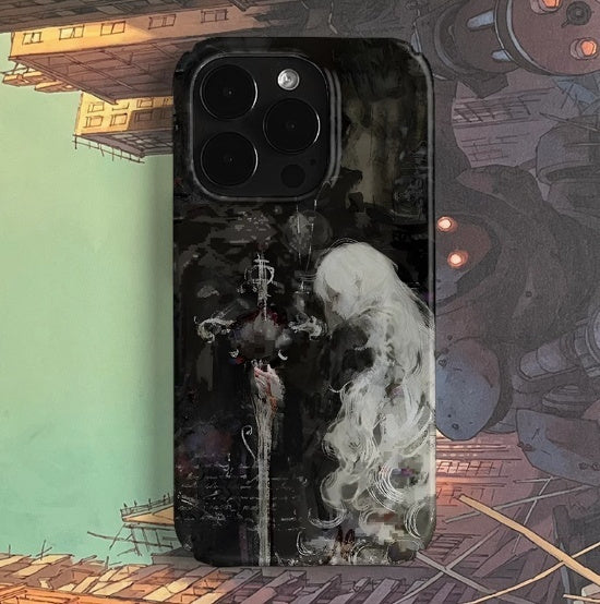 Retro White Hair Girl Art Phone Case