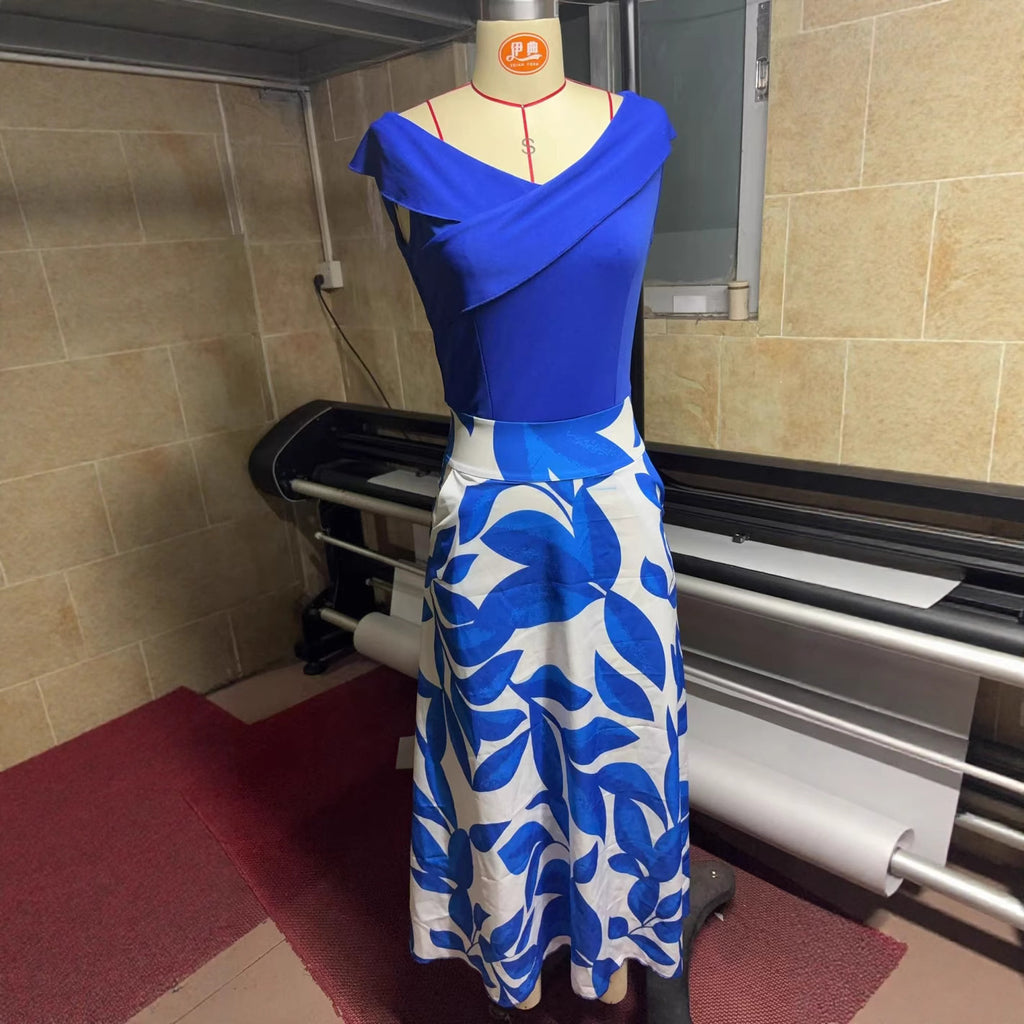 Women's Versatile And Elegant Printed V-neck Dress