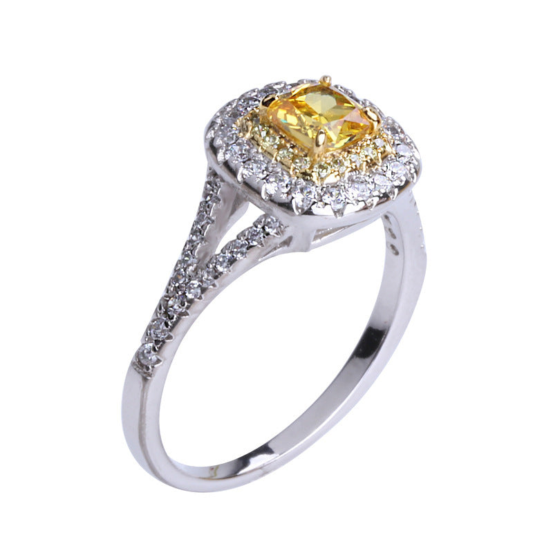 Women's Micro Inlaid Zircon Artificial Diamond Ring Princess
