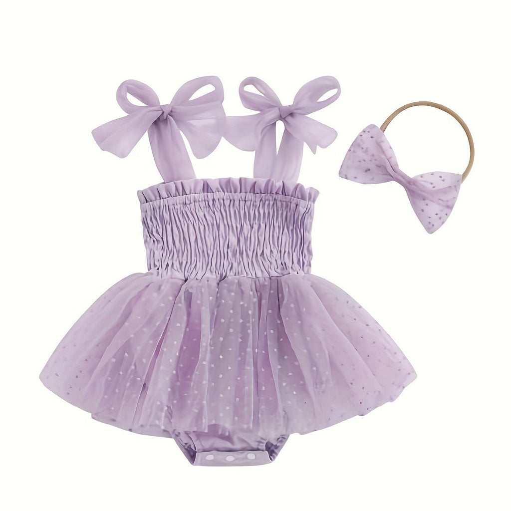 Cute Suspenders Mesh Princess Dress Hair Band Two-piece Set