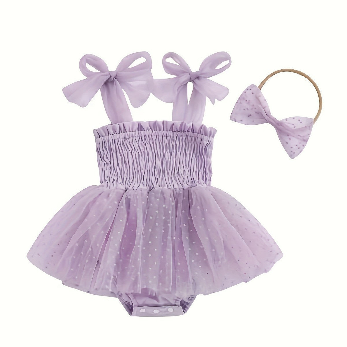 Cute Suspenders Mesh Princess Dress Hair Band Two-piece Set