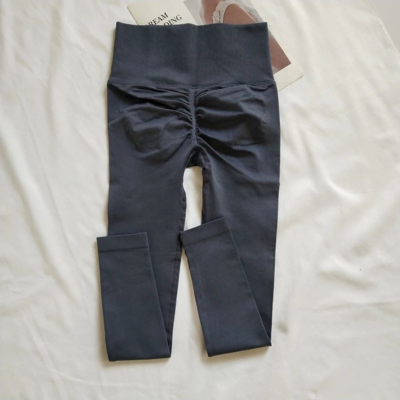 Seamless Sport Yoga High Waist Pants Leggings Sport See Through Yoga Gym Running Quick Dry Pants Scrunch Butt Pants - EL CHEG