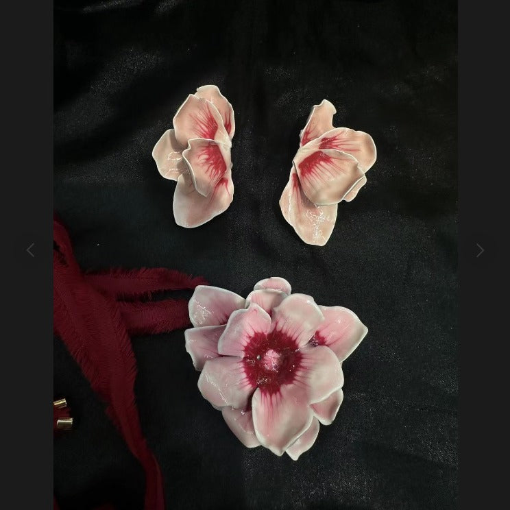 Pastoral Style Alloy Oil-spot Glaze Flowers Earrings