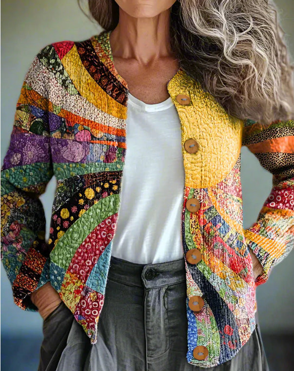 Women's Printed Wear Cardigan Knitted Coat
