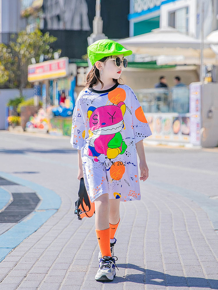 Summer Children's Mid-length Cotton Print Trendy Top