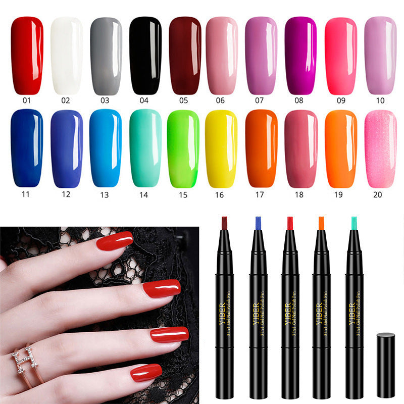 5pcs Nail Polish Pen 3 In 1 One Step Glue Pen Multicolor - EL CHEG