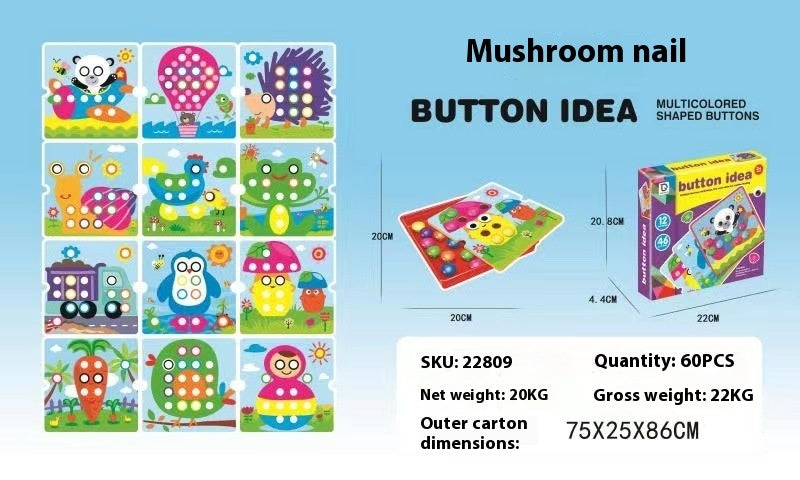Children's Button Puzzle Mushroom Nail Early Education Perception Educational Toys.